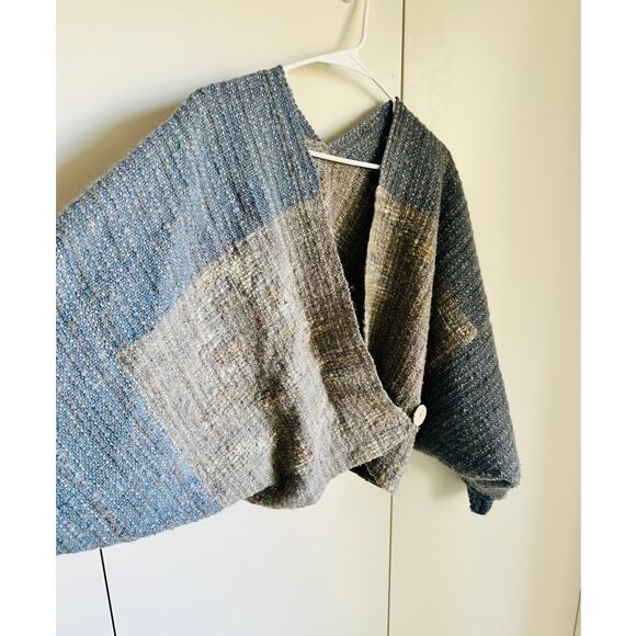 Vintage Handmade Wool Shrung/Jacket Blue Size Medium Lagenlook - Picture 3 of 11